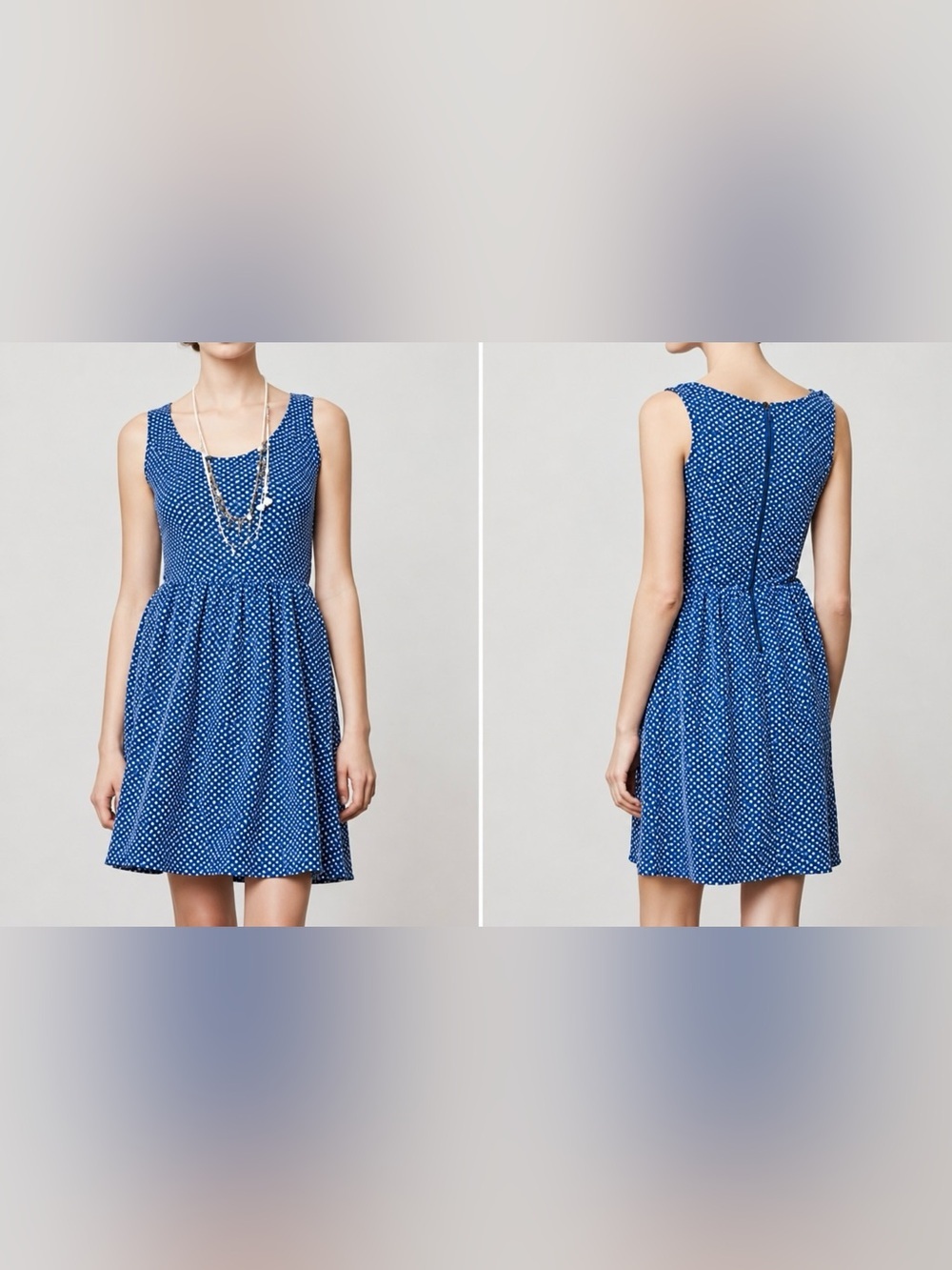 Maeve by Anthropologie Royal Blue Polka Dot Sleeveless Mini Dress - Size M